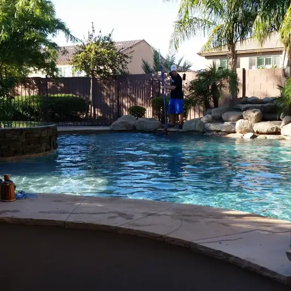 Lagoon pool with palm trees
